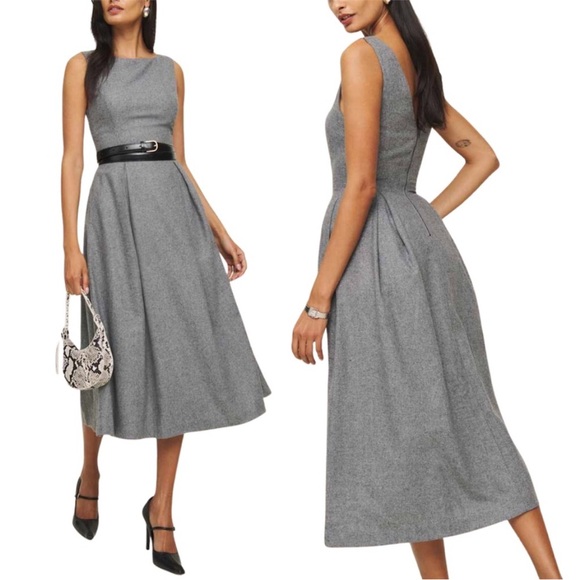 NEW Reformation Valene Dress Gray 12 - Picture 1 of 13
